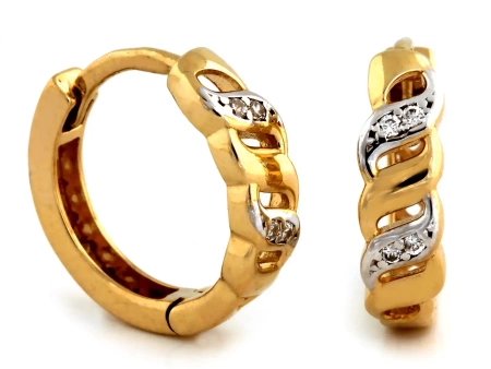 Złote kolczyki koła przeplatane z cyrkoniami