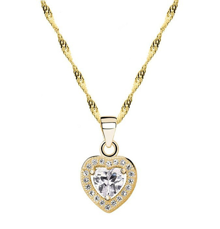 Zawieszka srebro pozłacane serce cyrkonie