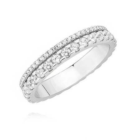 Srebrny pierścionek obrączka ozdobiona cyrkoniami