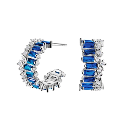 Kolczyki srebrne z niebieskimi cyrkoniami