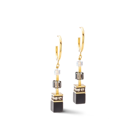 Kolczyki Coeur de Lion GeoCUBE Precious statement earrings gold-black