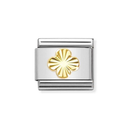 Element link do bransoletek Nomination Composable Stal + złoto 18k złota koniczynk