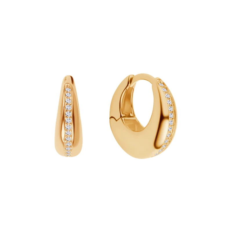 Kolczyki pozłacane kółka szerokie z cyrkoniami