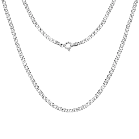 Srebrny łańcuszek rombo płaski 45 cm