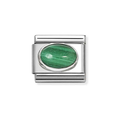 Element link do bransoletek Nomination Composable Stal + Srebro 925 Malachit
