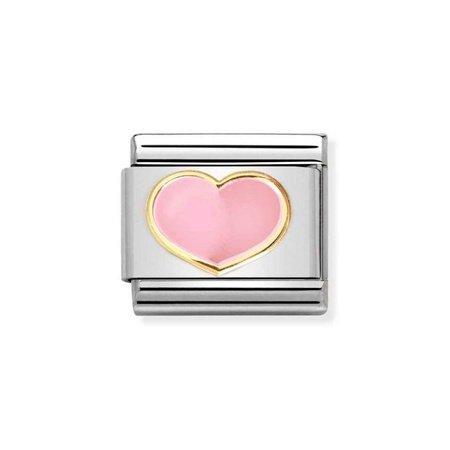 Element link do bransoletek Nomination Composable Stal + złoto 18k różowe serce
