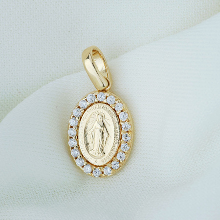 Złoty medalik Niepokalanej z cyrkoniami