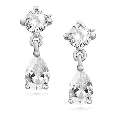 Srebrne kolczyki z bezbarwną cyrkonią