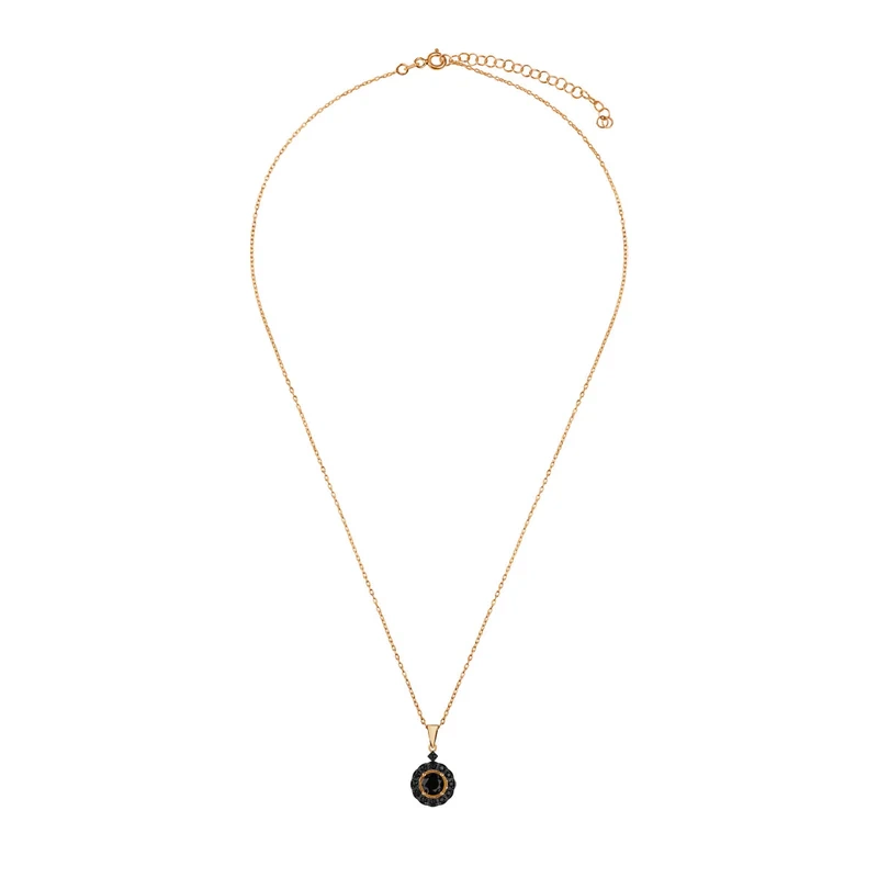 Naszyjnik pozłacany z zawieszką z czarnymi cyrkoniami