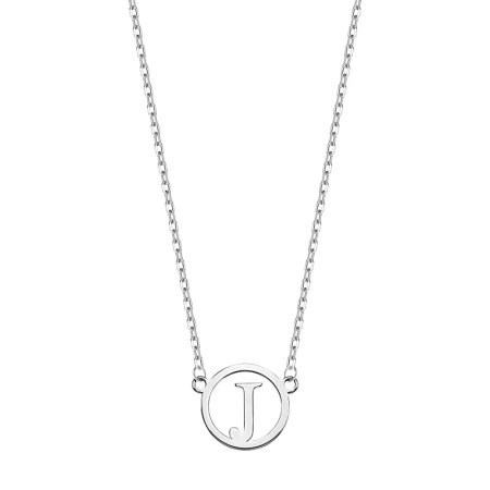Naszyjnik srebrny zawieszka z literą J w kółku