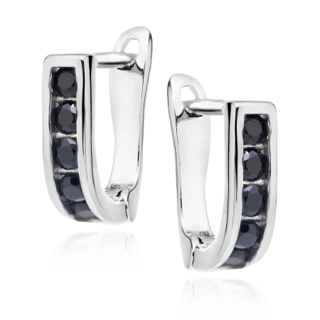 Srebrne kolczyki z czarnymi cyrkoniami