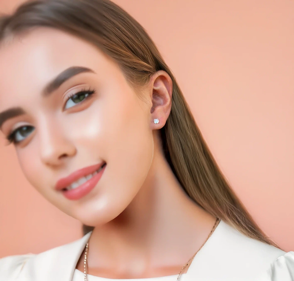 Kolczyki srebrne pozłacane z cyrkonią 5mm