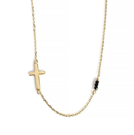 Naszyjnik srebrny pozłacany krzyżyk ze spinelem