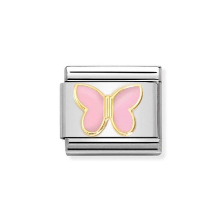 Element link do bransoletek Nomination Composable Stal + Złoto 18k różowy motyl