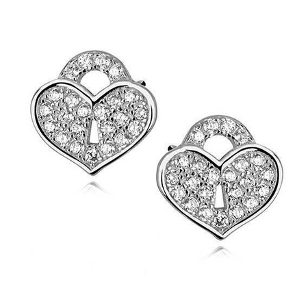 Srebrne małe kolczyki serca kłódki