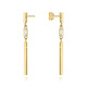 Kolczyki złote wiszące pałeczki z cyrkonią