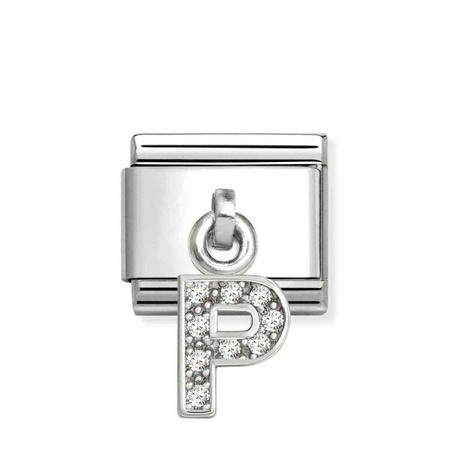 Element link do bransoletek Nomination Composable Stal + Srebro 925 litera P z cyrkoniami