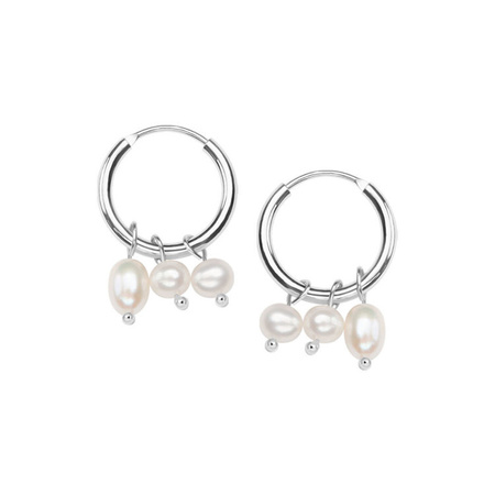 Kolczyki srebrne kółka z perłami
