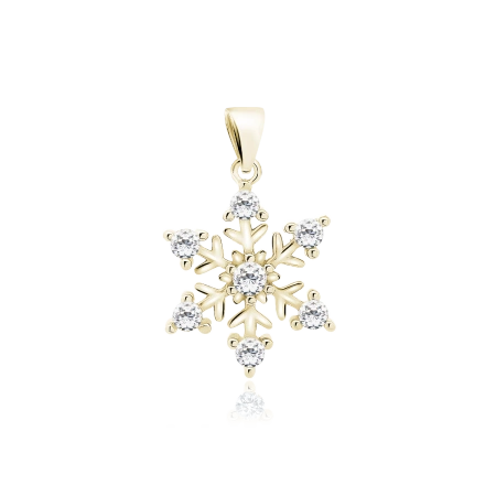 Zawieszka pozłacana śnieżynka z cyrkoniami