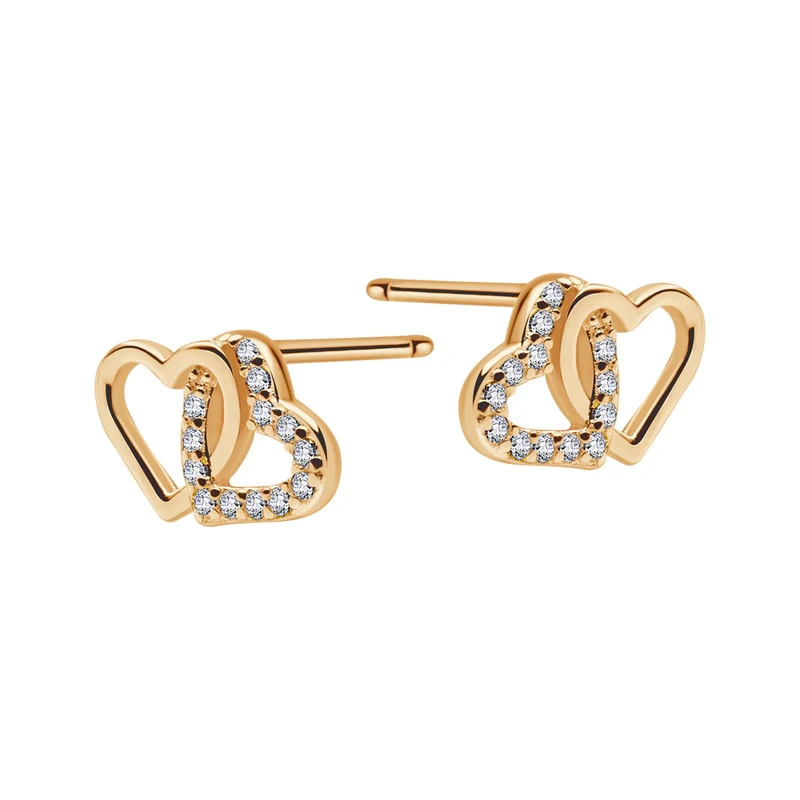 Kolczyki pozłacane dwa serca
