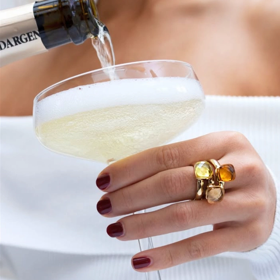 Pierścionek Qudo Firenze Champagne stal pozłacana