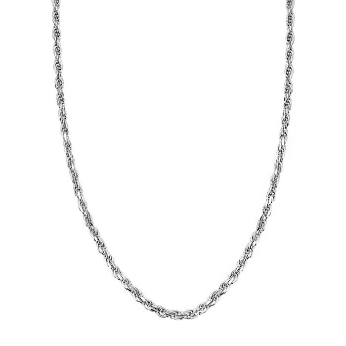 Łańcuszek srebrny rodowany o splocie korda