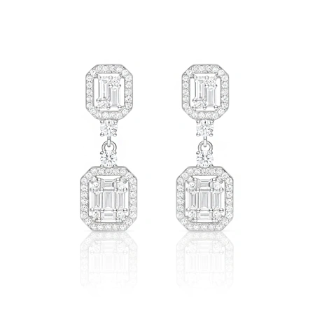 Kolczyki srebrne wiszące z cyrkoniami