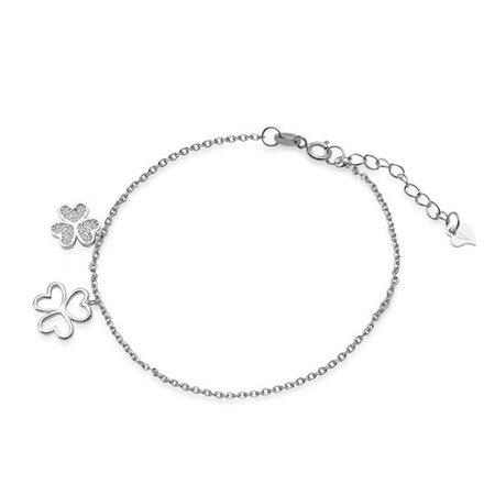 Srebrna bransoletka koniczyny z cyrkoniami