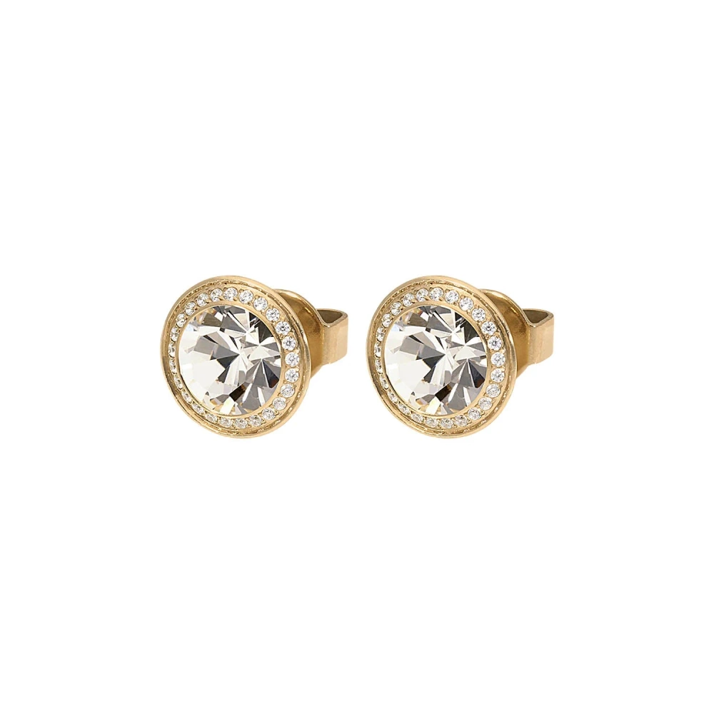 Kolczyki Qudo Tondo 9mm stal pozłacana Light Gold Quartz