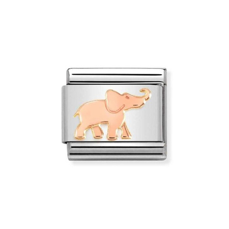 Element link do bransoletek Nomination Composable Stal + różowe złoto 9k słoń