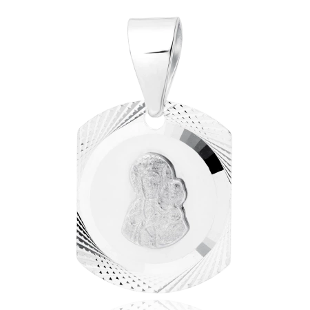 Medalik srebrny Matka Boska diamentowany