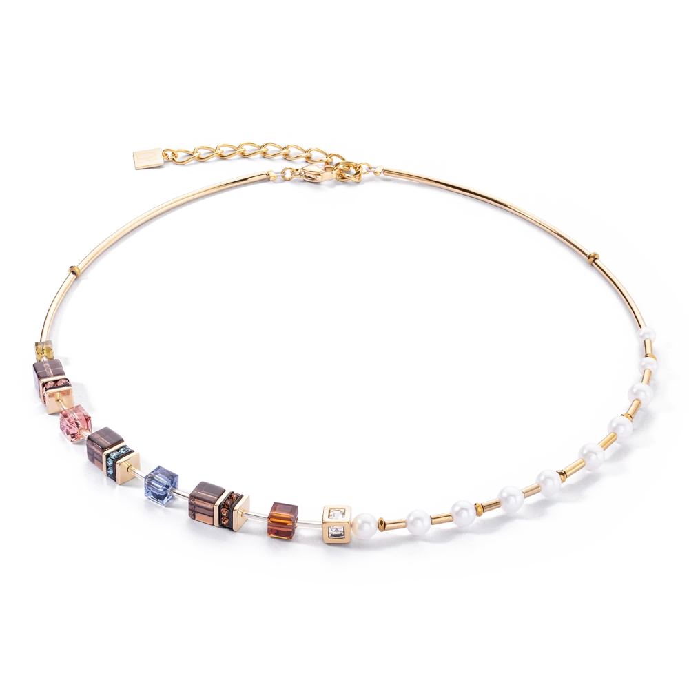 Naszyjnik GeoCUBE® Fusion Precious Pearl Mix złoto-jesień