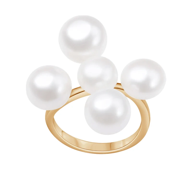 Pierścionek srebro pozłacane perły naturalne