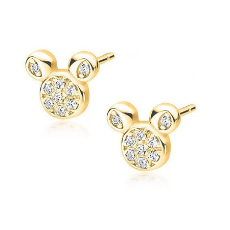 Kolczyki srebrne pozłacane myszka miki