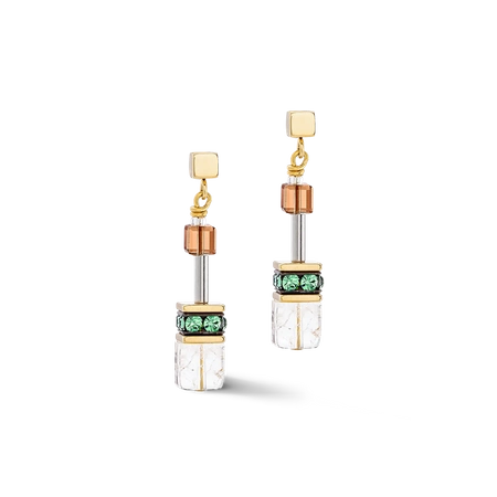 Kolczyki Coeur de Lion GeoCUBE Nature earrings brown-white