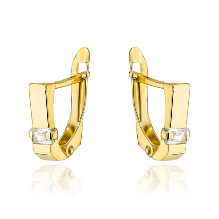 Kolczyki złote z prostokątną cyrkonią