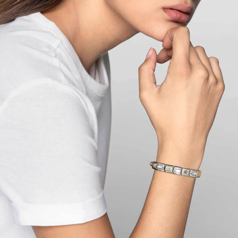 Element link do bransoletek Nomination Composable Stal + Złoto 18k smoczek