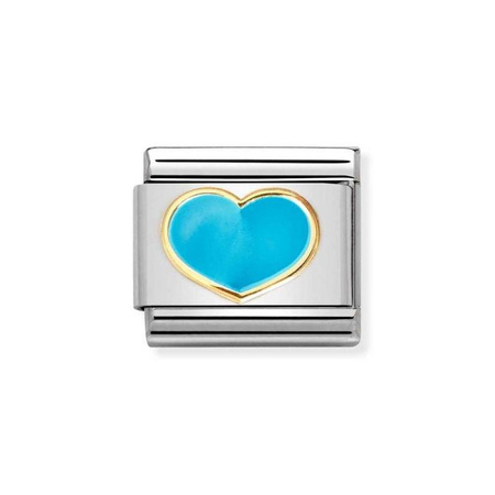 Element link do bransoletek Nomination Composable Stal + złoto 18k turkusowe serce