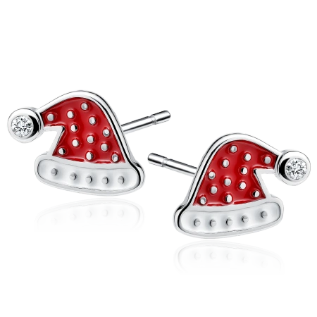 Kolczyki srebrne czapka Mikołaja