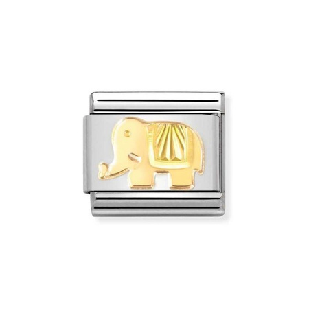 Element link do bransoletek Nomination Composable Stal + Złoto 18ky słonik
