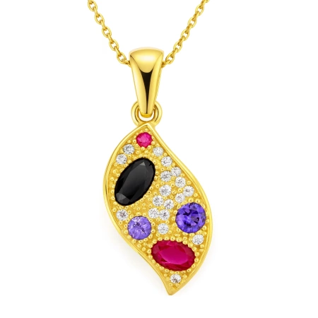 Złote zawieszka z kolorowymi kamieniami