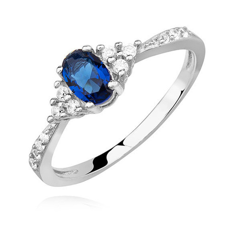 Pierścionek srebrny z szafirową cyrkonią