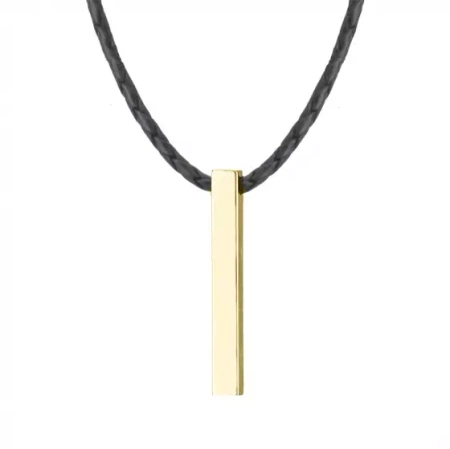 Naszyjnik męski skóra stalowy słupek pozłacany