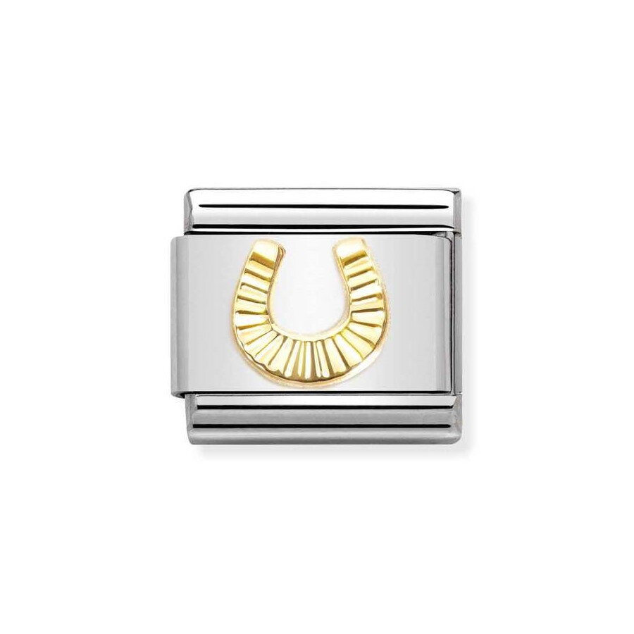 Element link do bransoletek Nomination Composable Stal + złoto 18k złota podkowa