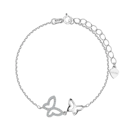 Bransoletka srebrna motylki z cyrkoniami