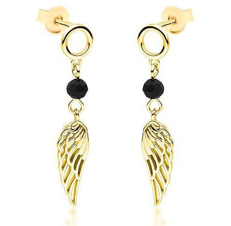 Srebrny kolczyki pozłacane skrzydło ze spinelem