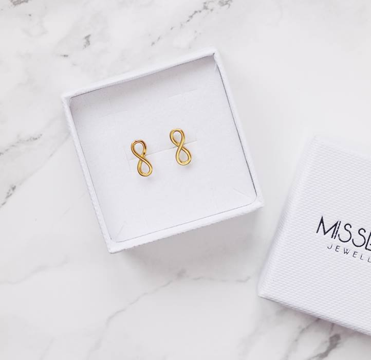 Kolczyki srebro 925 pozłacane nieskończoność