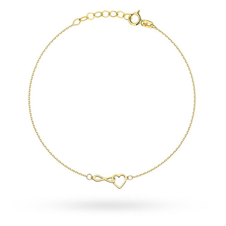 Bransoletka złota serce ze znakiem nieskończoności