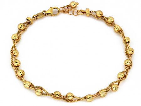 Bransoletka złota z diamentowanymi kuleczkami