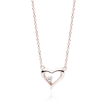Naszyjnik srebrny pozłacany serce z cyrkonią